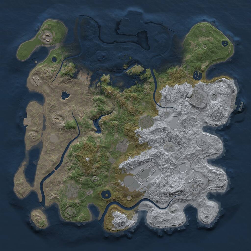 Rust Map: Procedural Map, Size: 4000, Seed: 242424, 16 Monuments