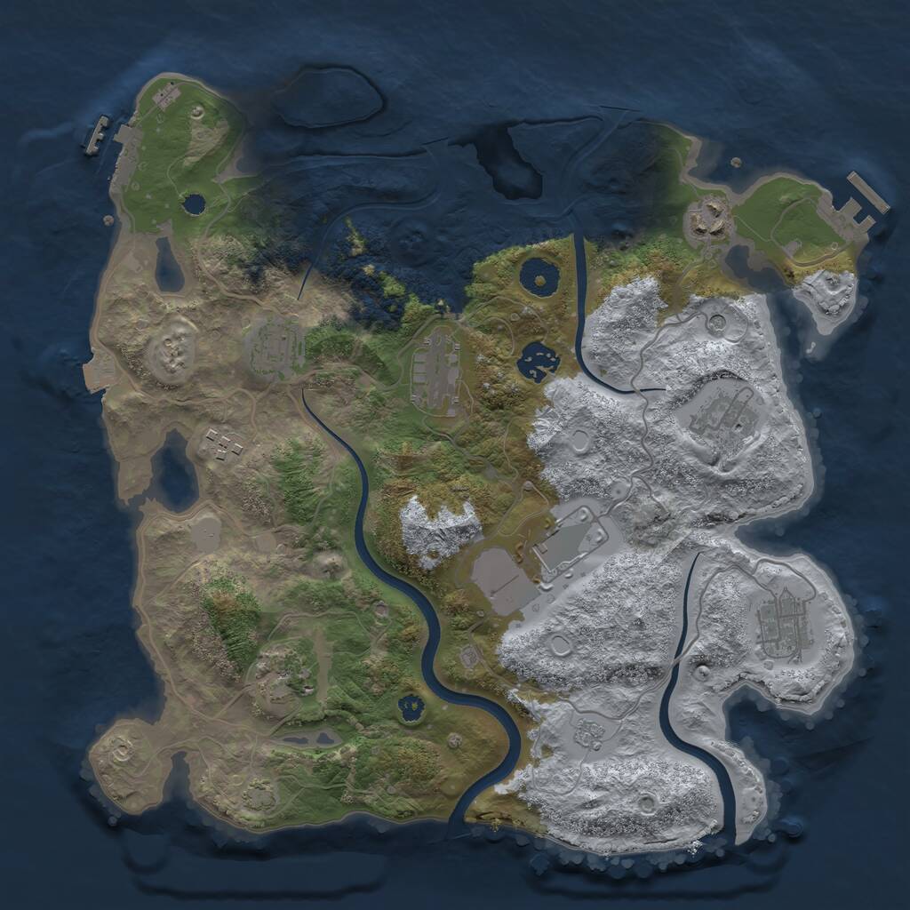 Rust Map: Procedural Map, Size: 3500, Seed: 1593200969, 15 Monuments