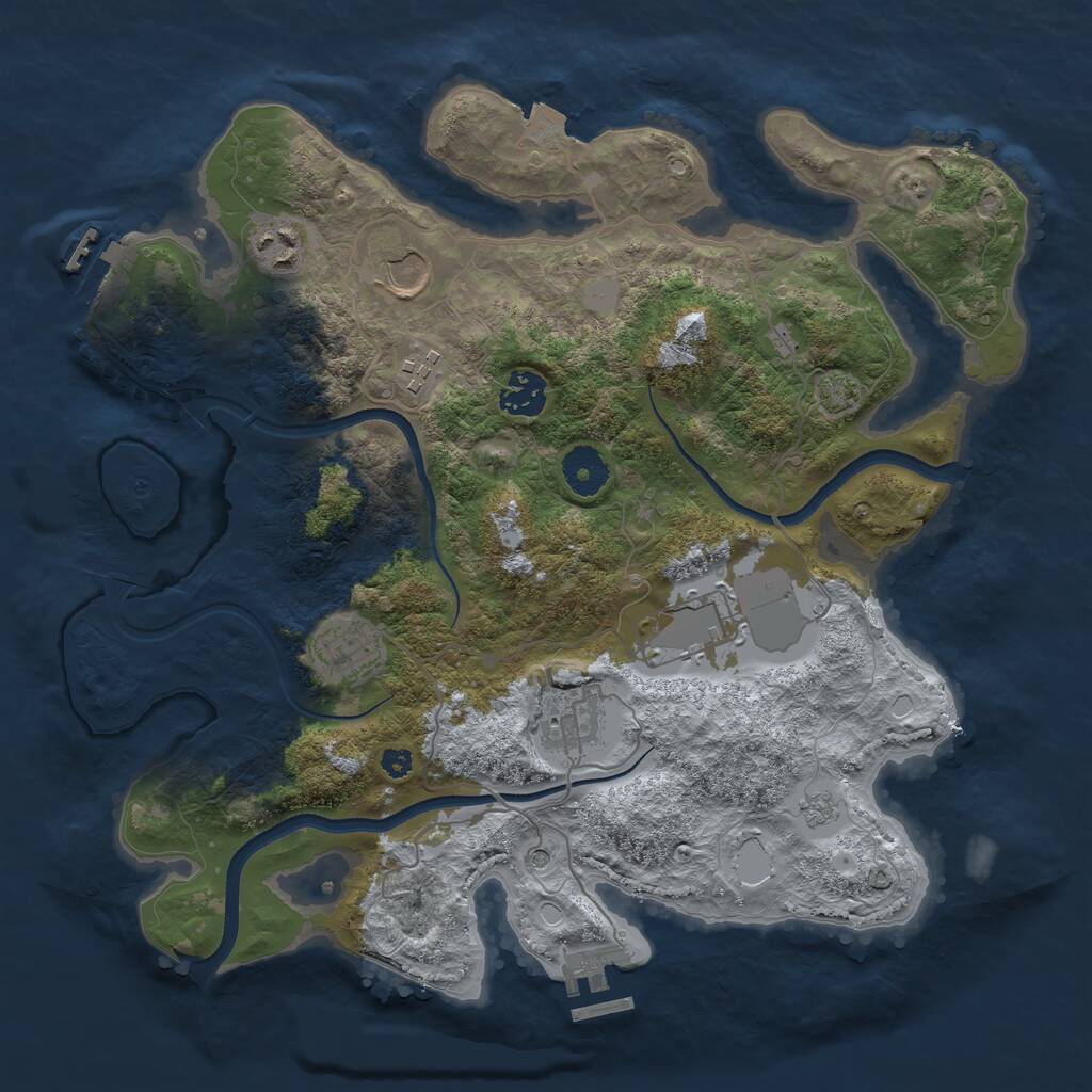Rust Map: Procedural Map, Size: 3500, Seed: 1622863880, 13 Monuments