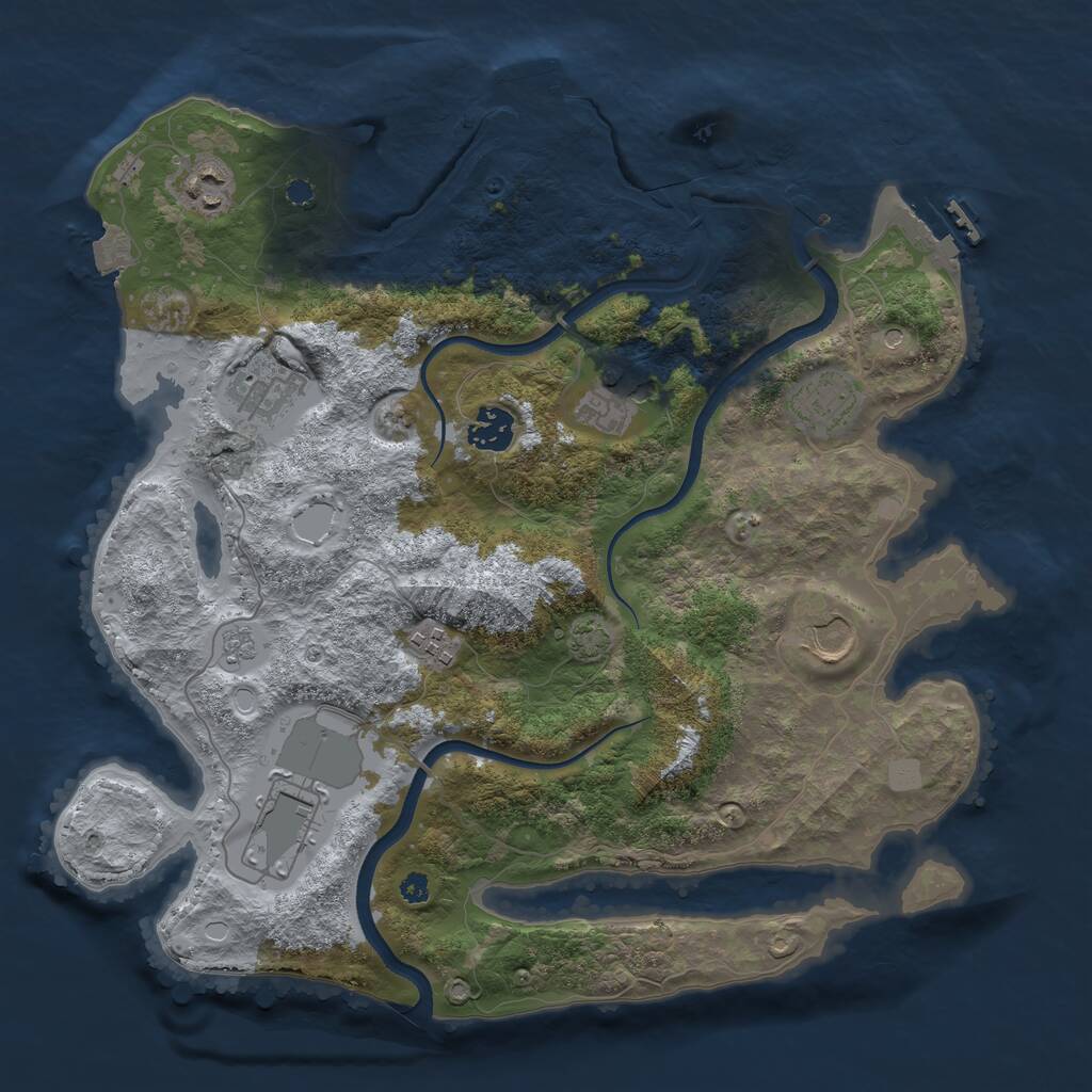 Rust Map: Procedural Map, Size: 3600, Seed: 885154, 14 Monuments