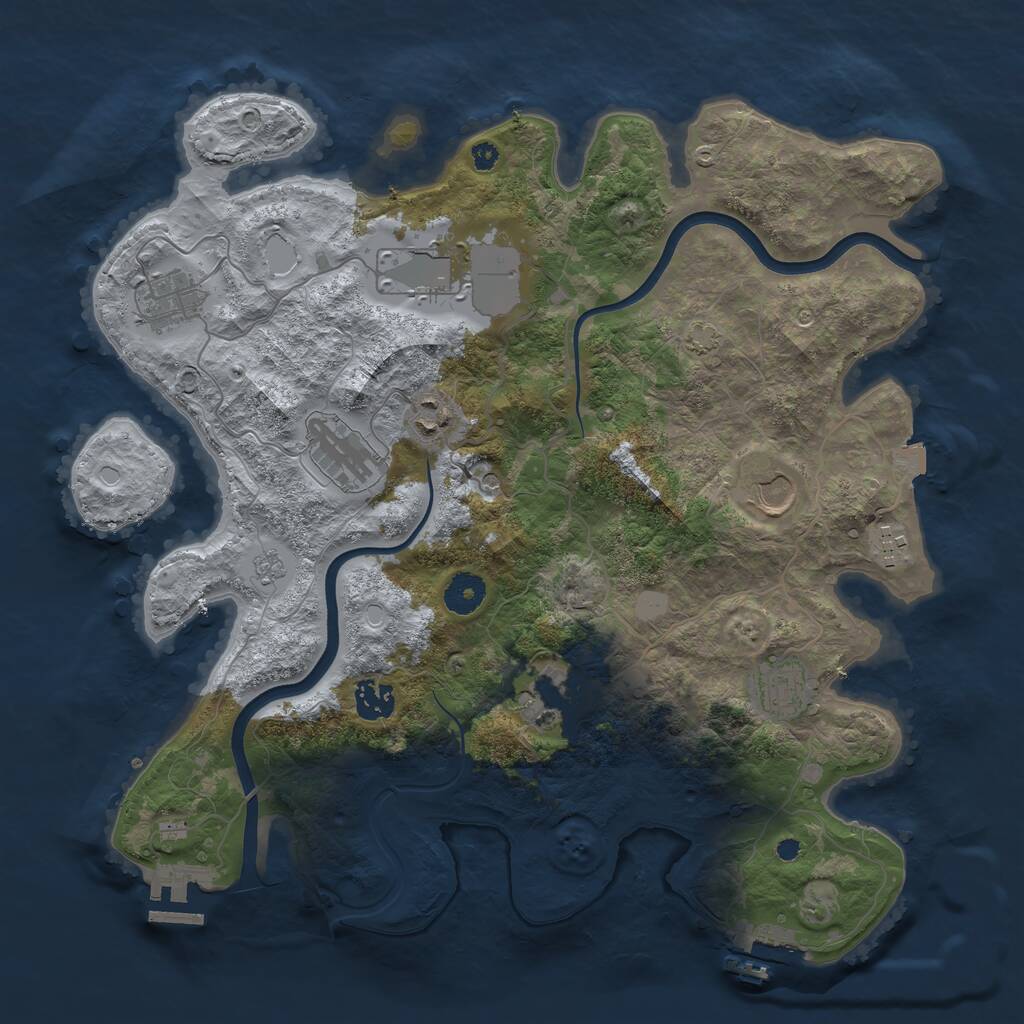 Rust Map: Procedural Map, Size: 3750, Seed: 633821, 15 Monuments