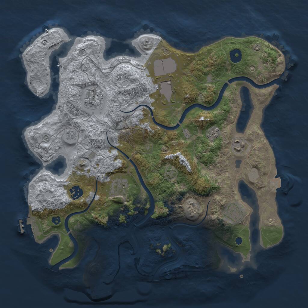 Rust Map: Procedural Map, Size: 3500, Seed: 1022239021, 13 Monuments