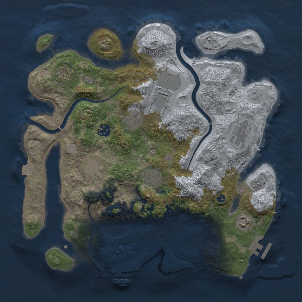 Rust Map: Procedural Map, Size: 3500, Seed: 397758990, 15 Monuments