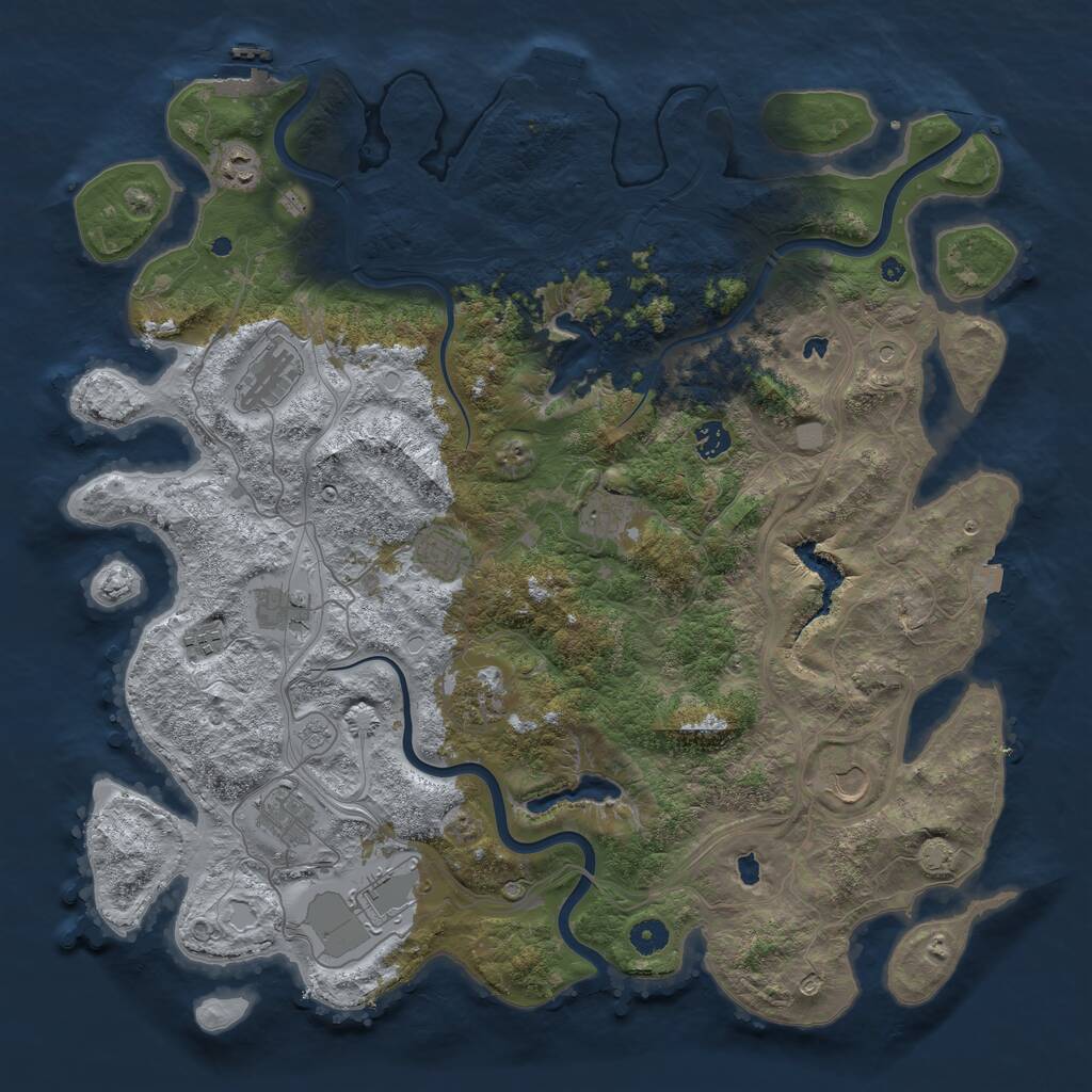 Rust Map: Procedural Map, Size: 4500, Seed: 199921630, 17 Monuments