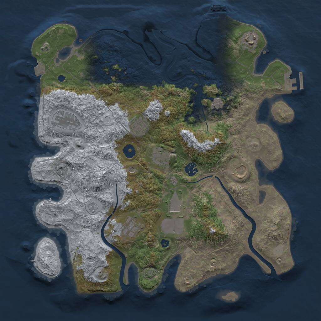 Rust Map: Procedural Map, Size: 3750, Seed: 906355, 15 Monuments