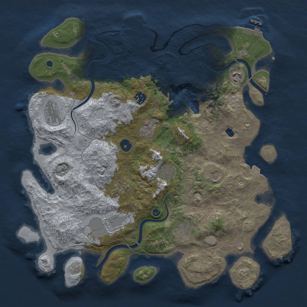 Rust Map: Procedural Map, Size: 4000, Seed: 540930717, 16 Monuments