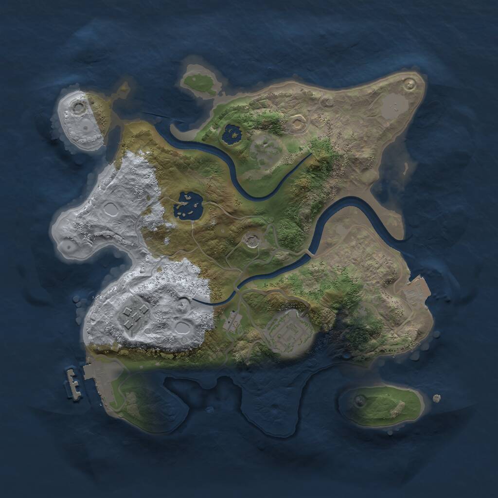 Rust Map: Procedural Map, Size: 2500, Seed: 401389800, 6 Monuments