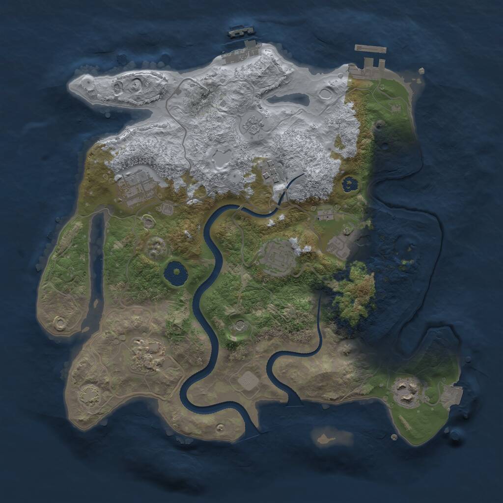 Rust Map: Procedural Map, Size: 3200, Seed: 834018743, 12 Monuments