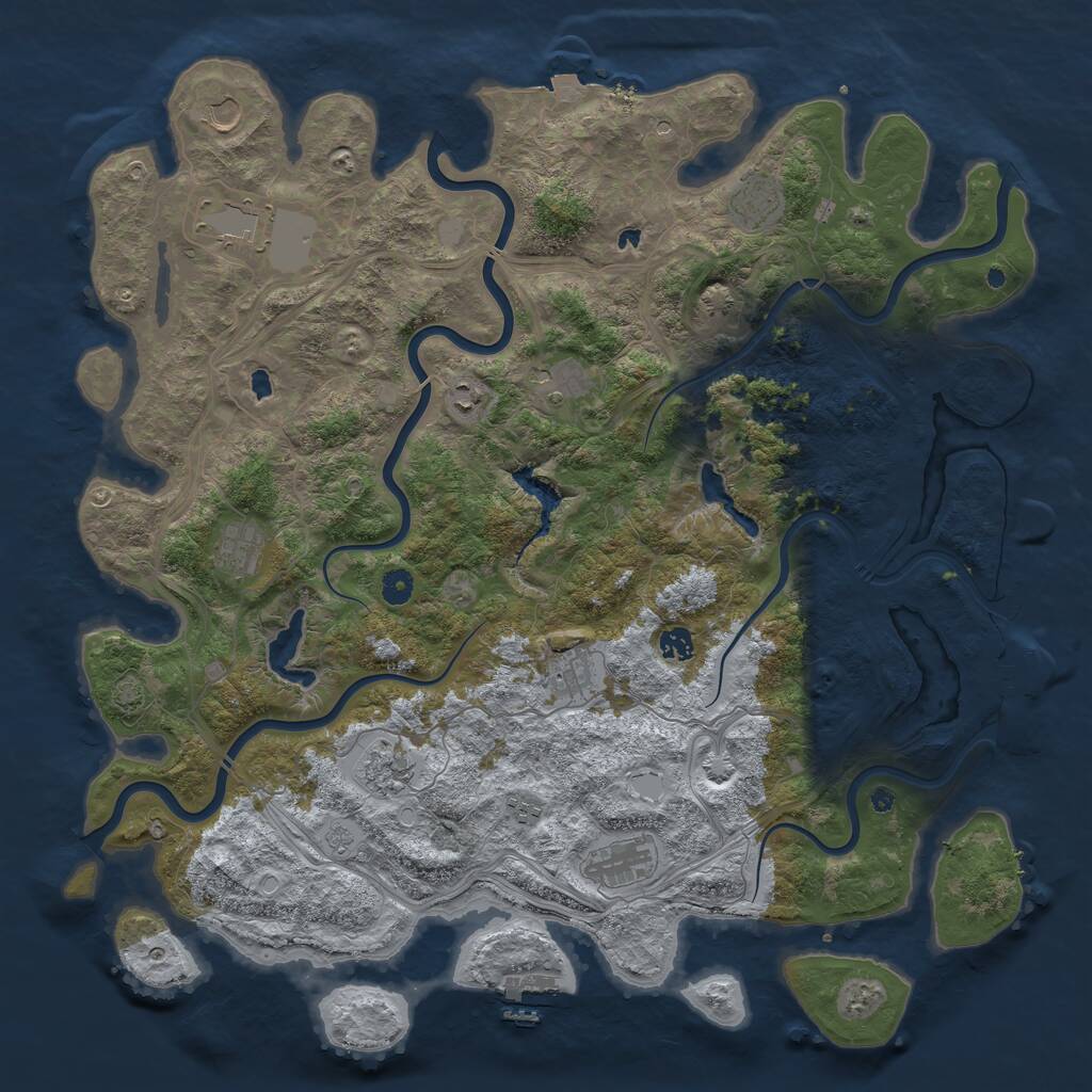 Rust Map: Procedural Map, Size: 4800, Seed: 490385546, 17 Monuments