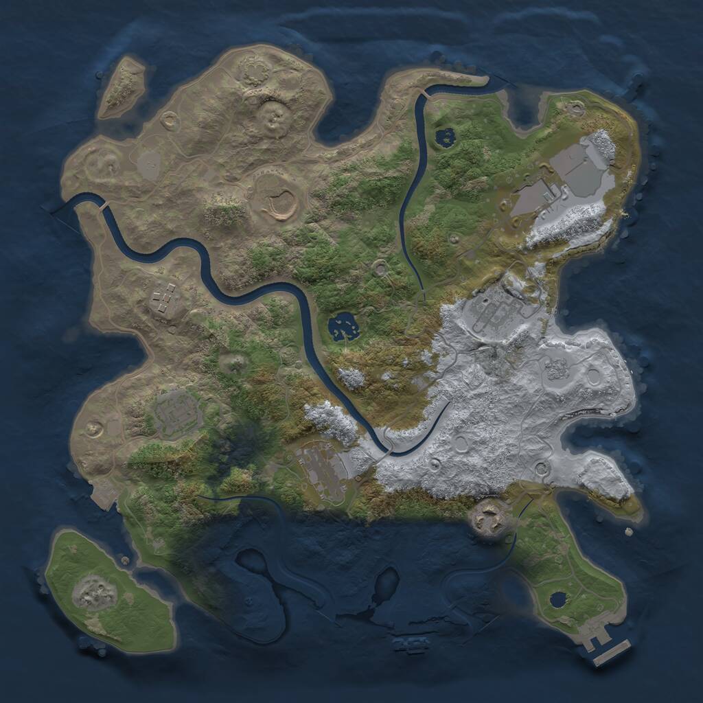 Rust Map: Procedural Map, Size: 3500, Seed: 1155686096, 14 Monuments