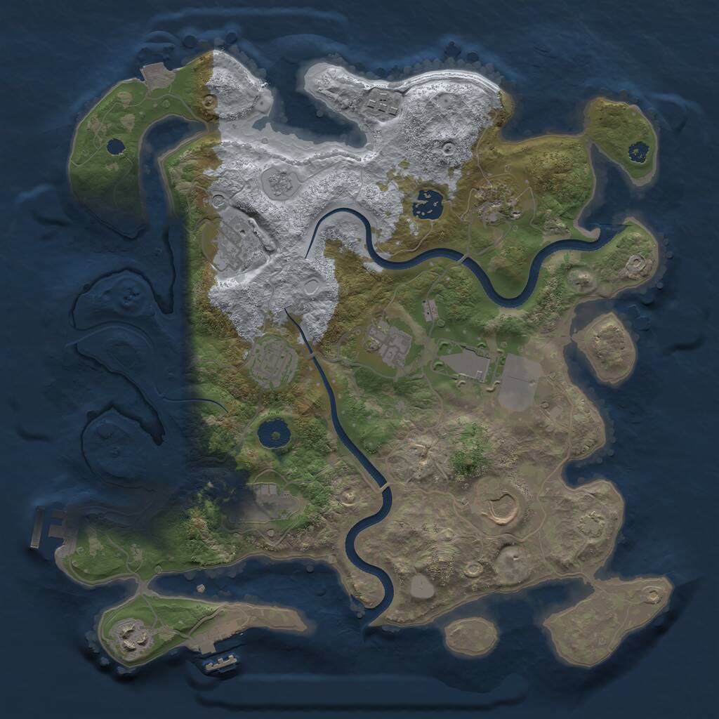 Rust Map: Procedural Map, Size: 3500, Seed: 282862727, 16 Monuments