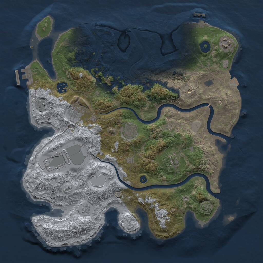 Rust Map: Procedural Map, Size: 3500, Seed: 769242310, 13 Monuments