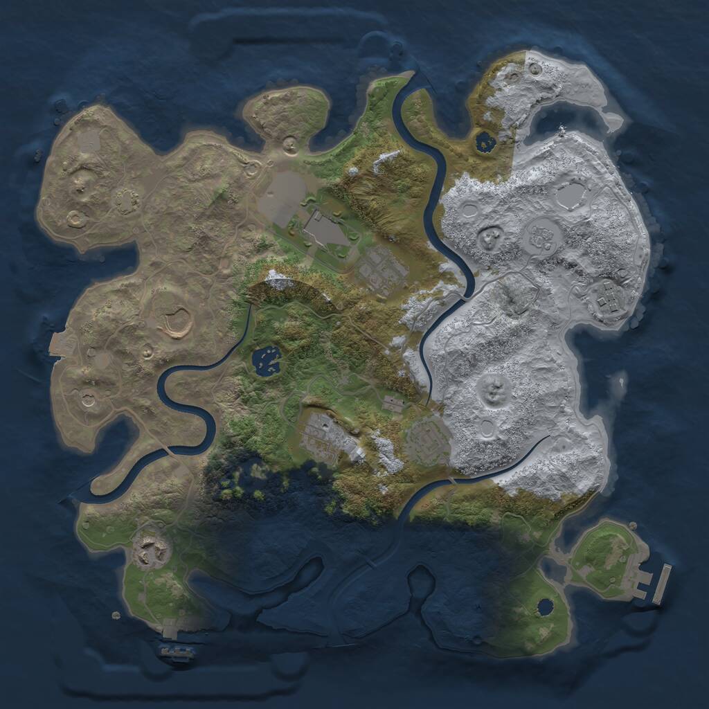 Rust Map: Procedural Map, Size: 3500, Seed: 1976375899, 14 Monuments