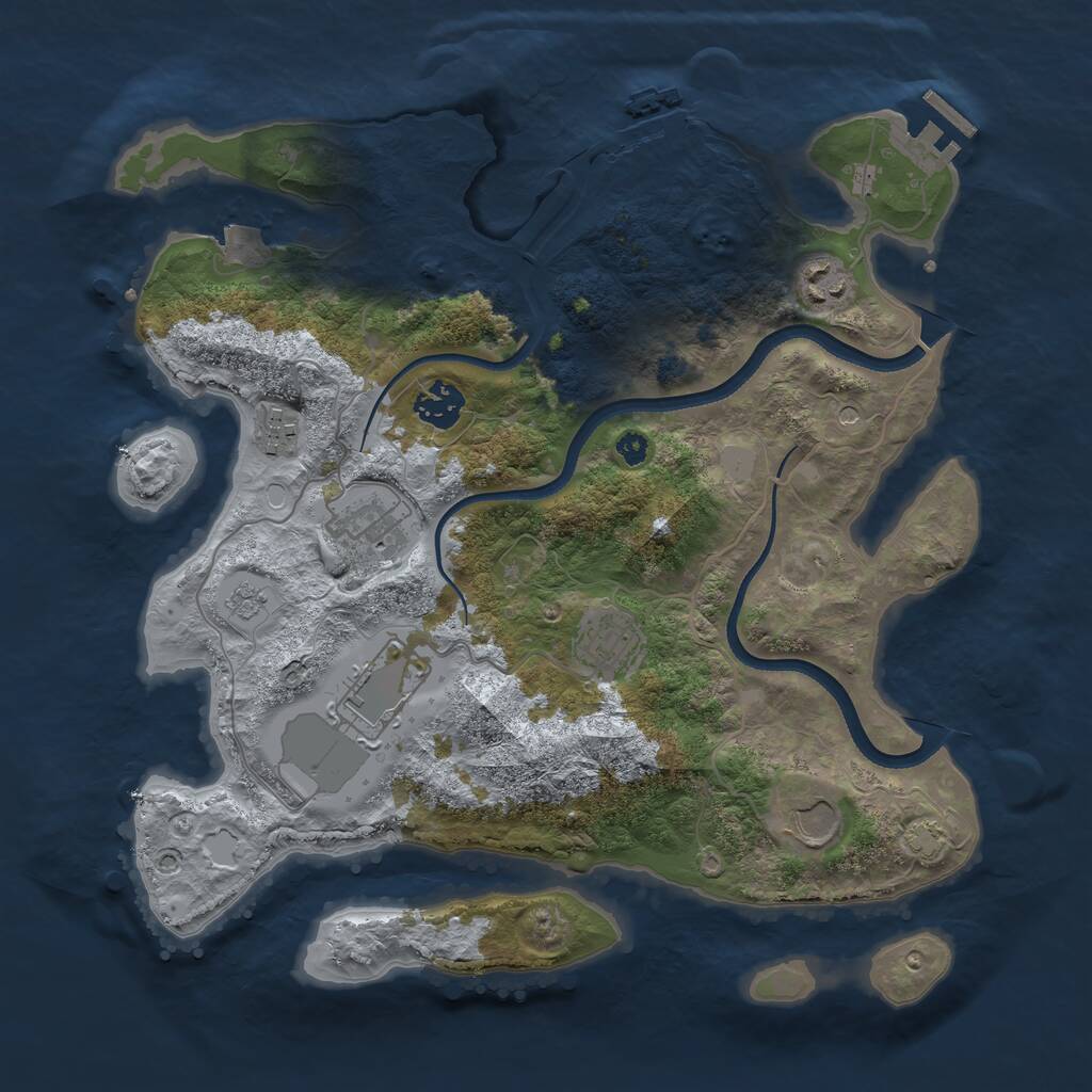 Rust Map: Procedural Map, Size: 3500, Seed: 1773680, 13 Monuments