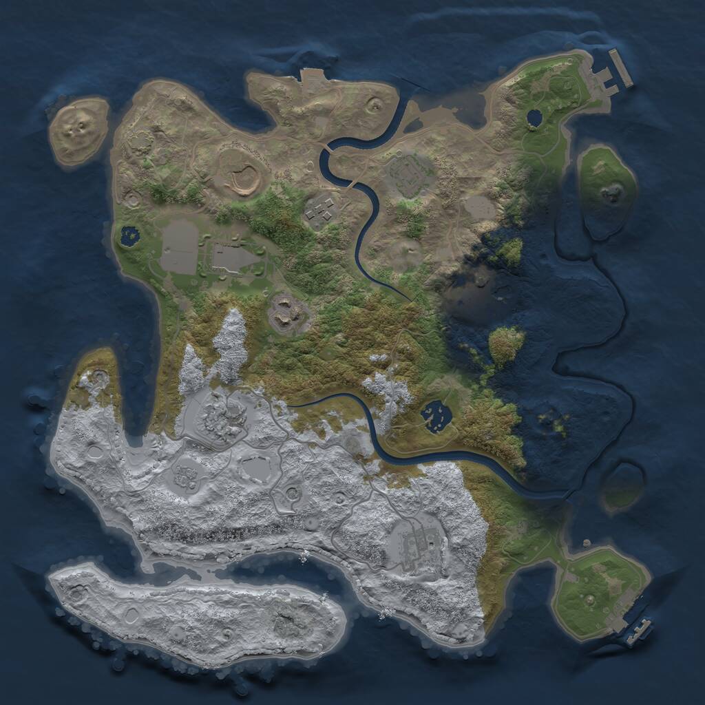 Rust Map: Procedural Map, Size: 3500, Seed: 141996095, 15 Monuments