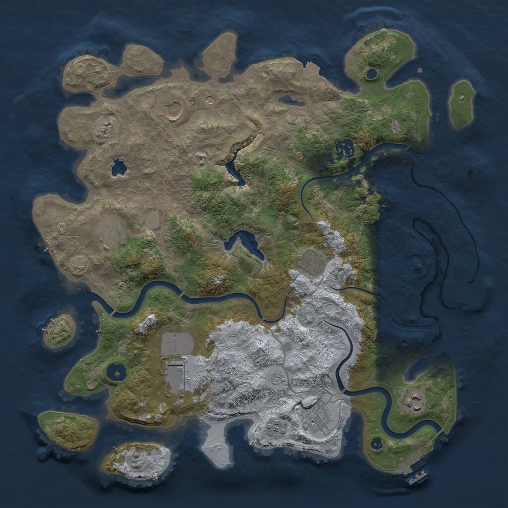 Rust Map: Procedural Map, Size: 4000, Seed: 398031695, 14 Monuments