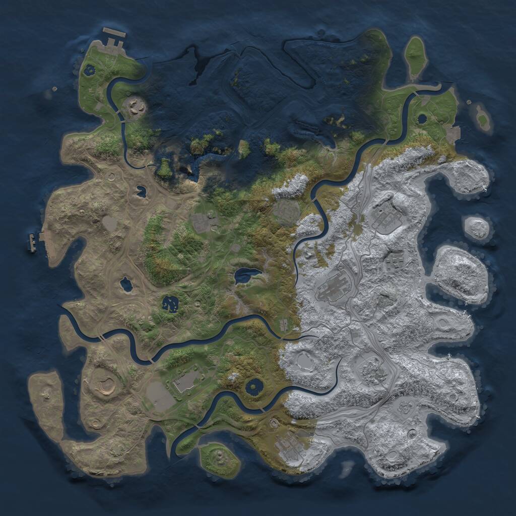 Rust Map: Procedural Map, Size: 4500, Seed: 446336643, 17 Monuments