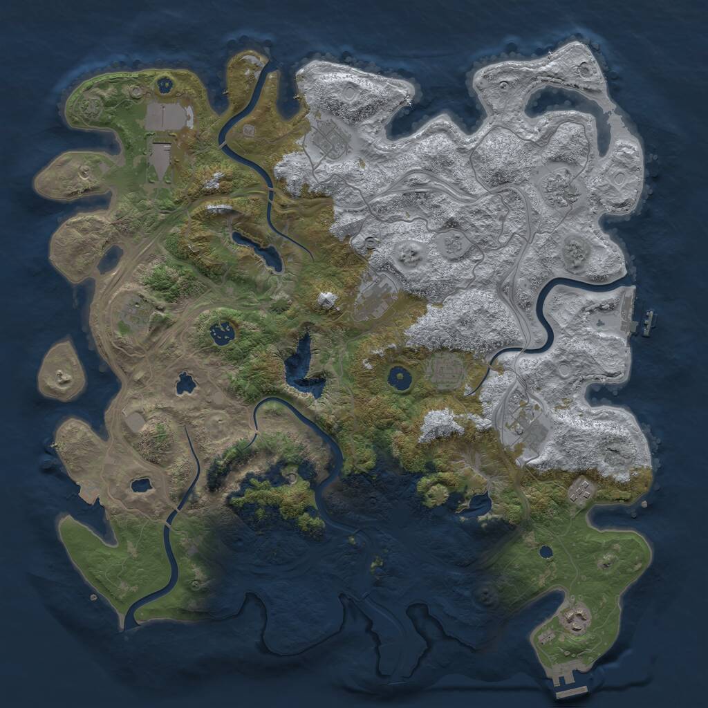 Rust Map: Procedural Map, Size: 4500, Seed: 256292118, 16 Monuments