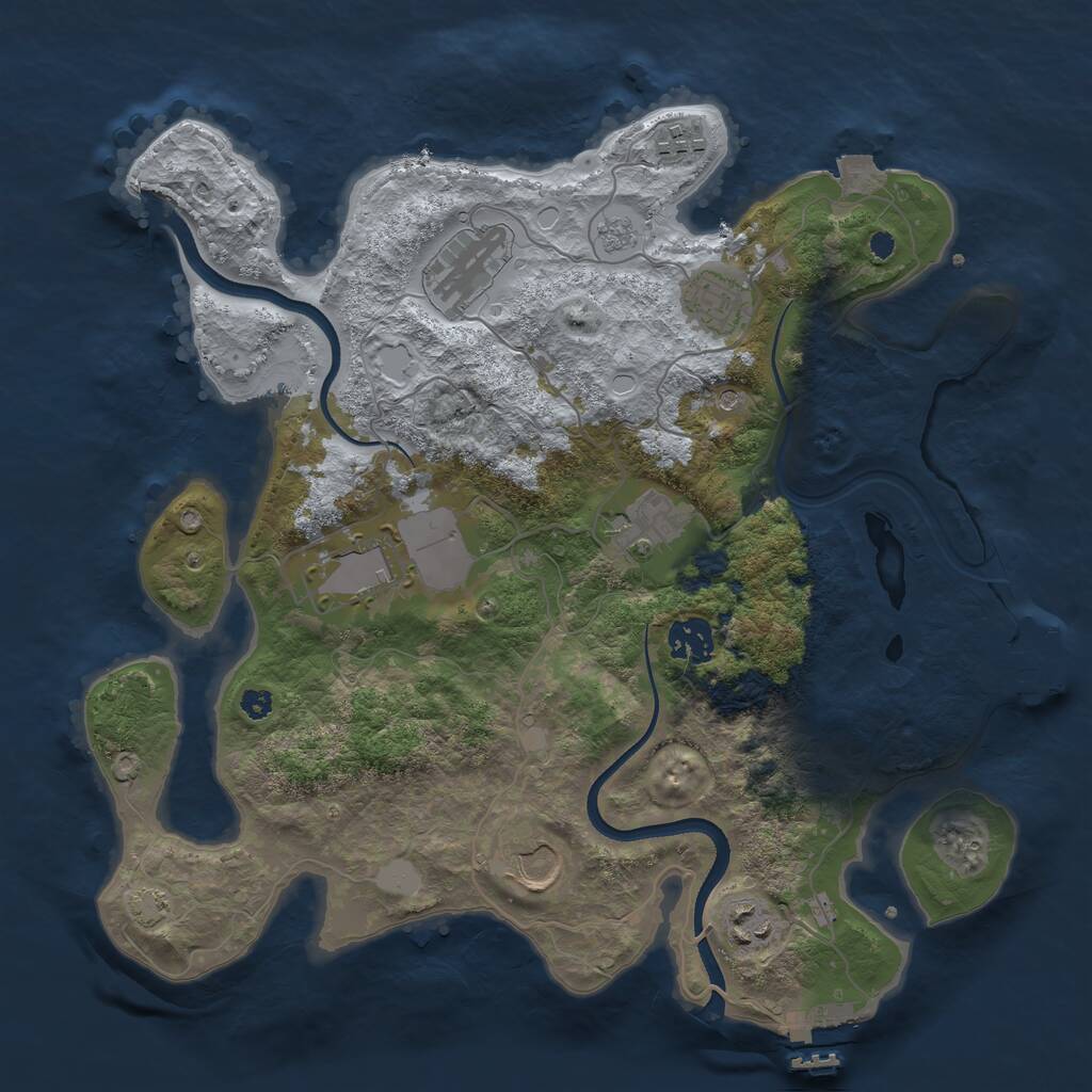 Rust Map: Procedural Map, Size: 3500, Seed: 1962829636, 14 Monuments