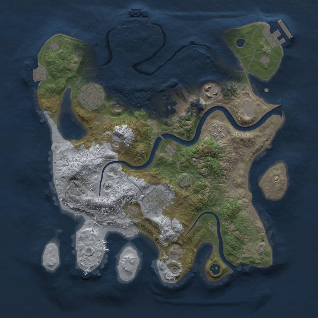 Rust Map: Procedural Map, Size: 3000, Seed: 1970645427, 10 Monuments
