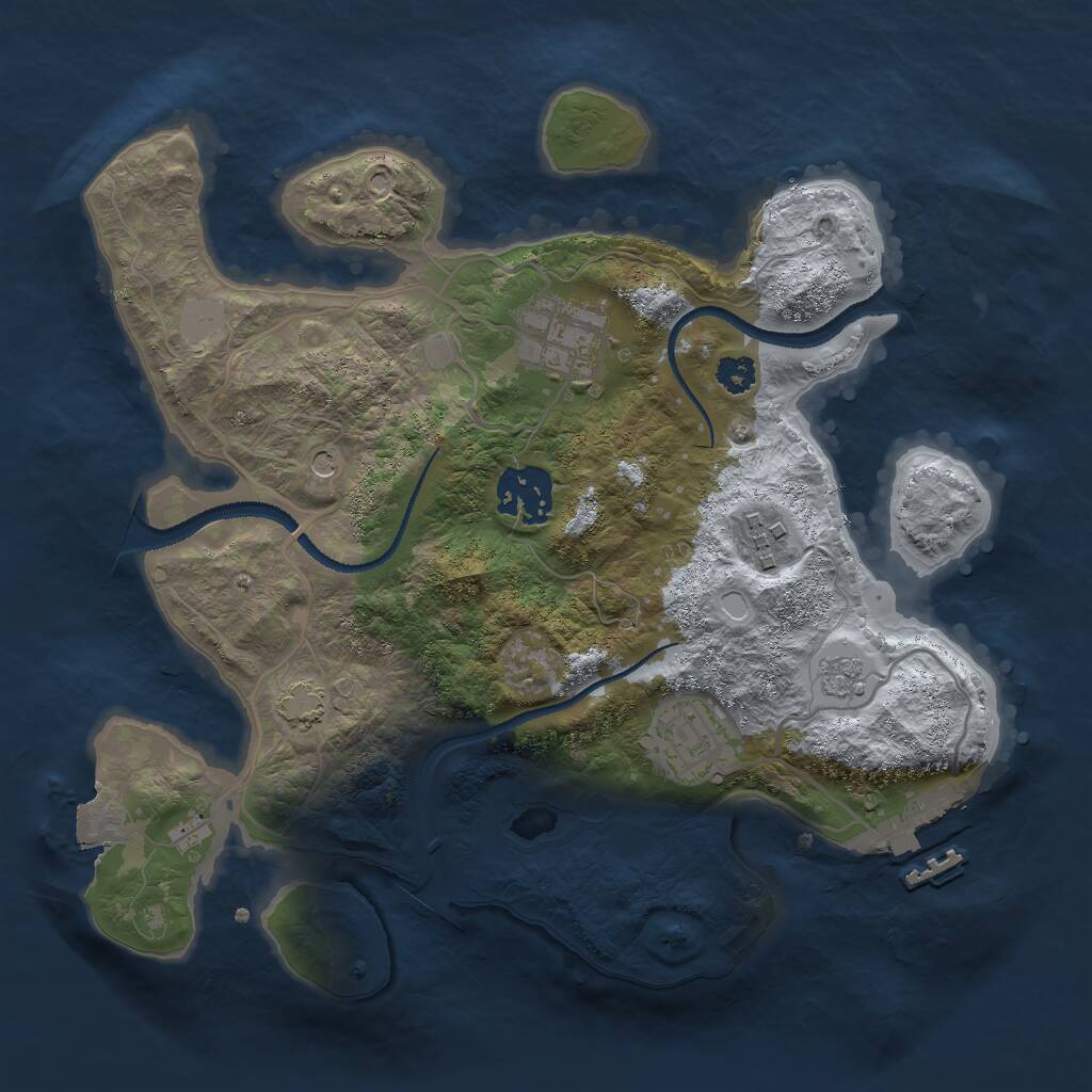 Rust Map: Procedural Map, Size: 2800, Seed: 1228316551, 9 Monuments