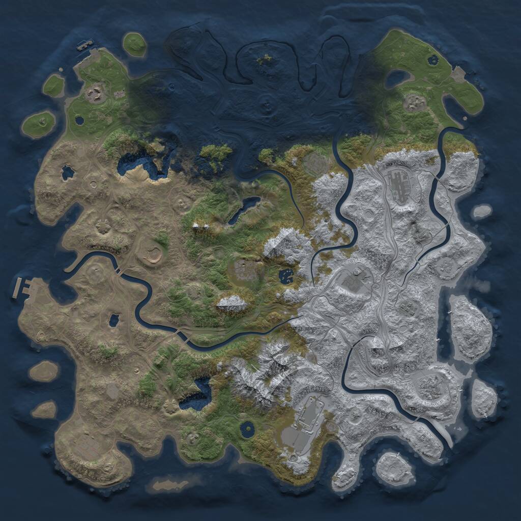 Rust Map: Procedural Map, Size: 5000, Seed: 1816894991, 17 Monuments