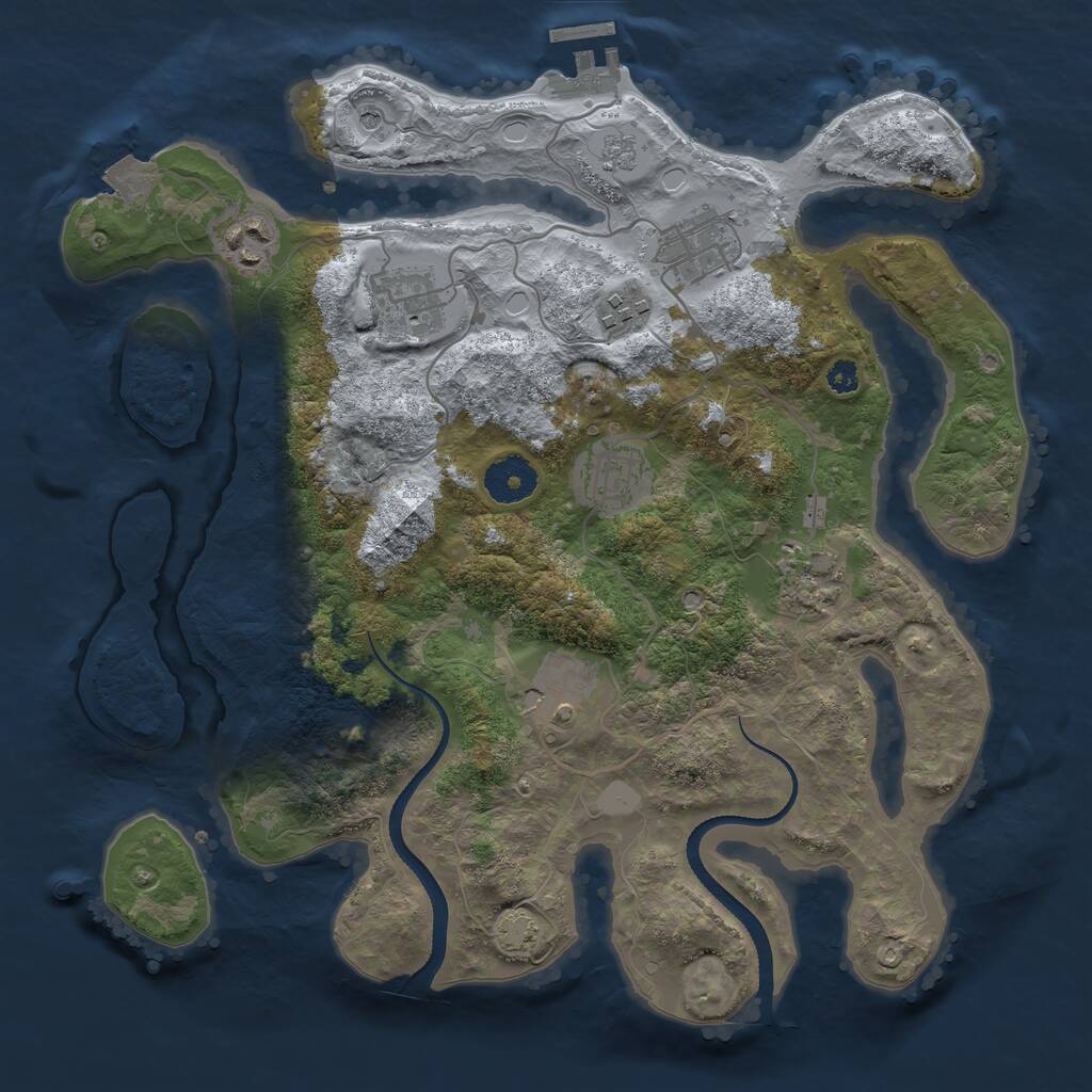 Rust Map: Procedural Map, Size: 3340, Seed: 470264023, 12 Monuments