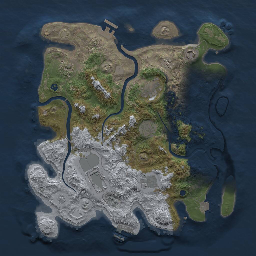 Rust Map: Procedural Map, Size: 3500, Seed: 164525333, 13 Monuments