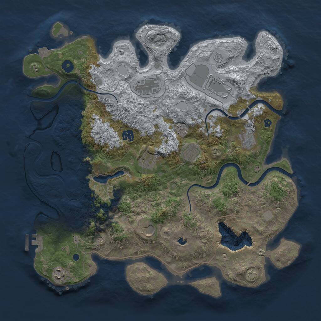 Rust Map: Procedural Map, Size: 4000, Seed: 45646334, 14 Monuments
