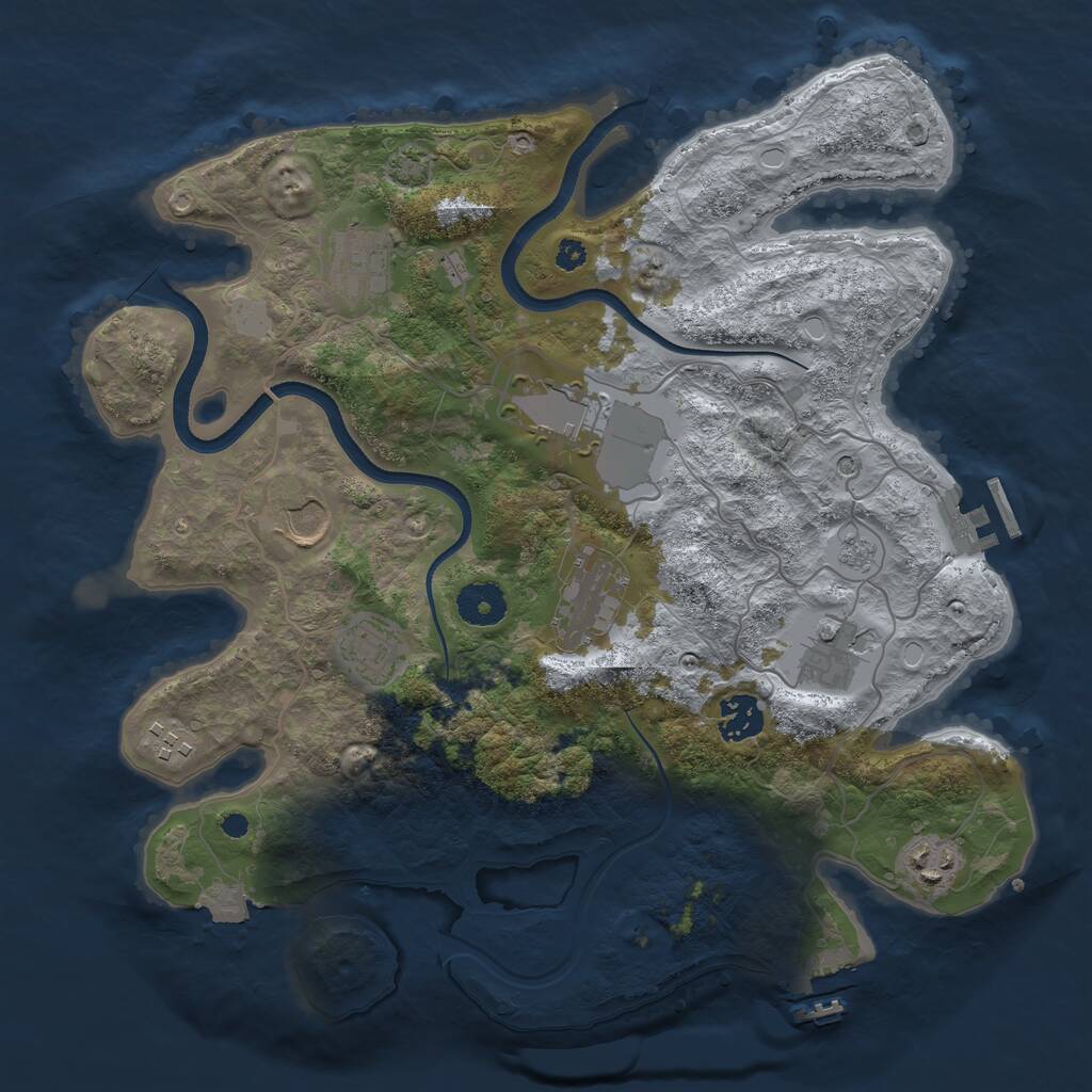 Rust Map: Procedural Map, Size: 3500, Seed: 671306516, 15 Monuments