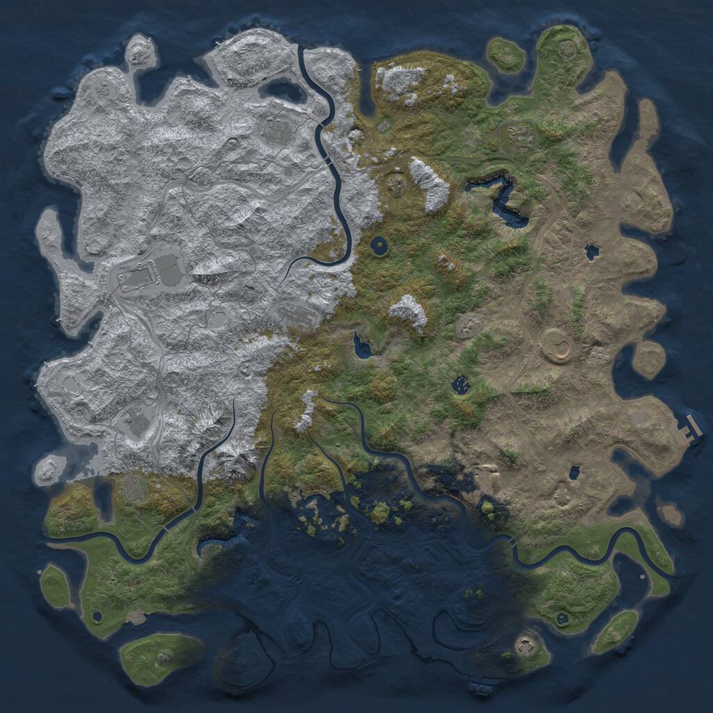 Rust Map: Procedural Map, Size: 6000, Seed: 66690470, 17 Monuments