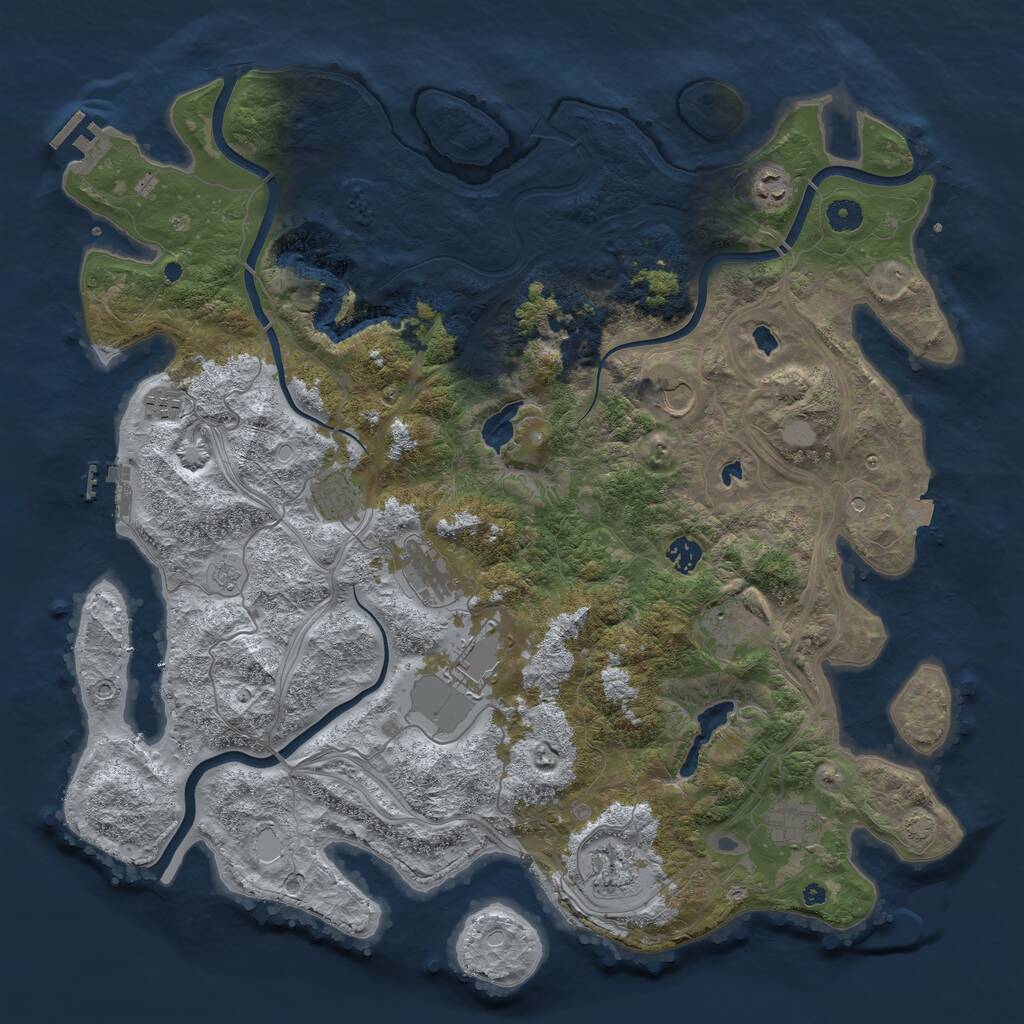 Rust Map: Procedural Map, Size: 4500, Seed: 527034502, 16 Monuments