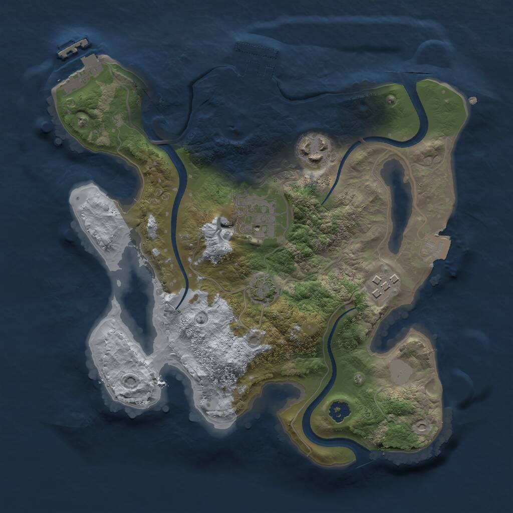 Rust Map: Procedural Map, Size: 2500, Seed: 2028188359, 7 Monuments