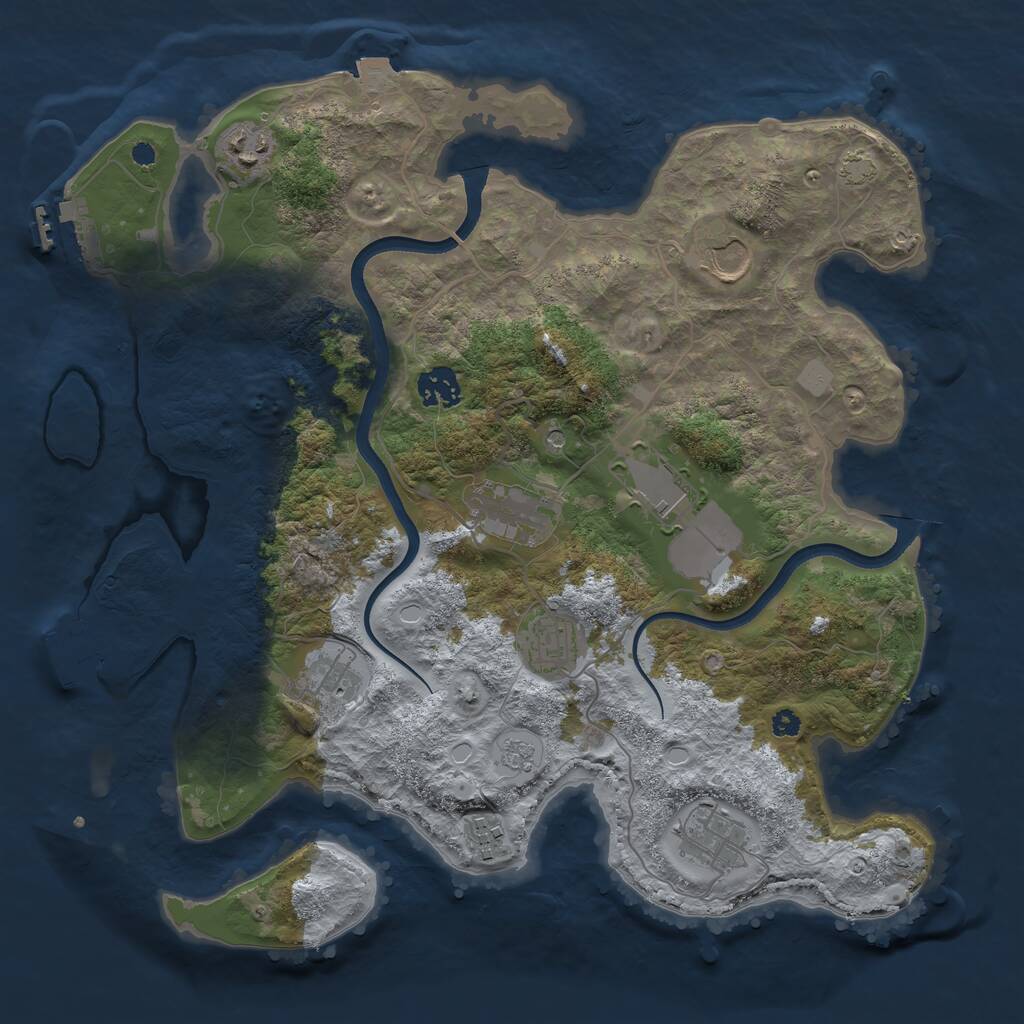 Rust Map: Procedural Map, Size: 3600, Seed: 1035696669, 15 Monuments