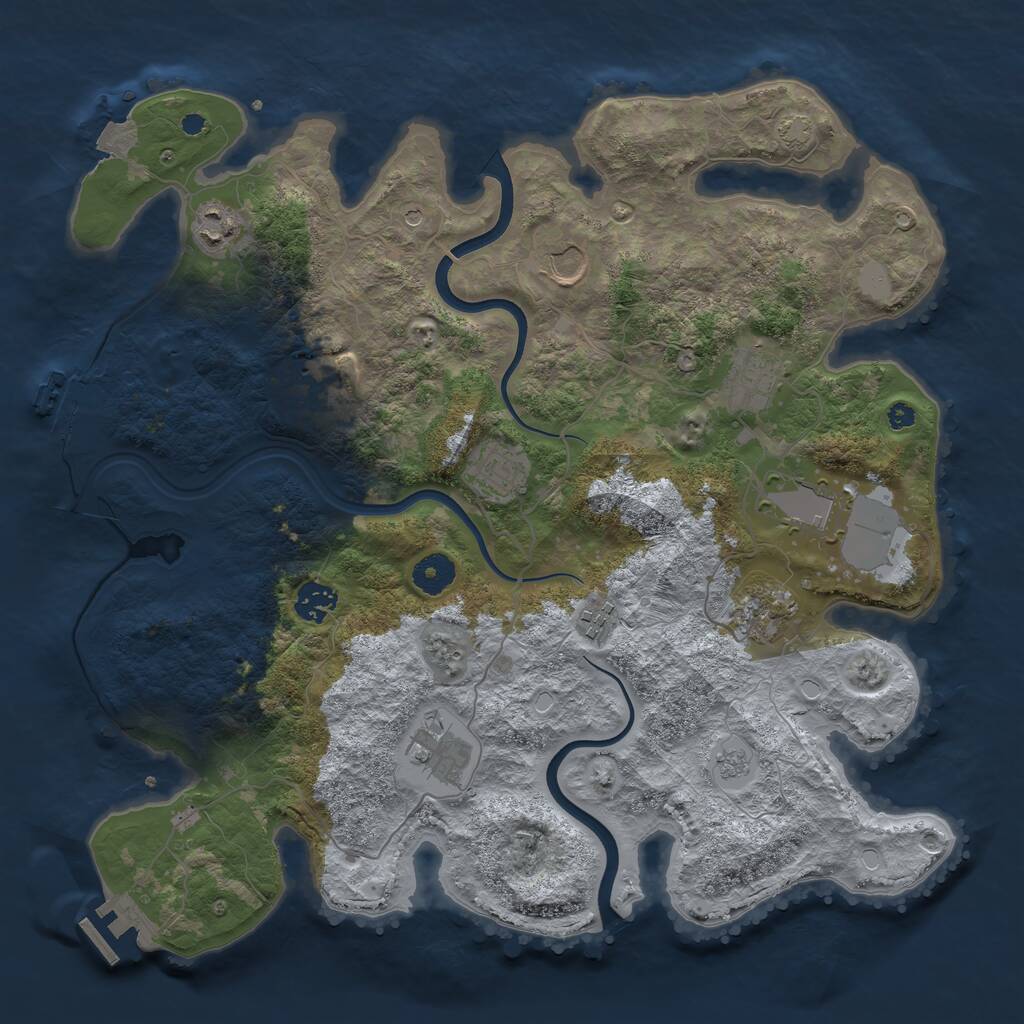 Rust Map: Procedural Map, Size: 3800, Seed: 33982, 16 Monuments