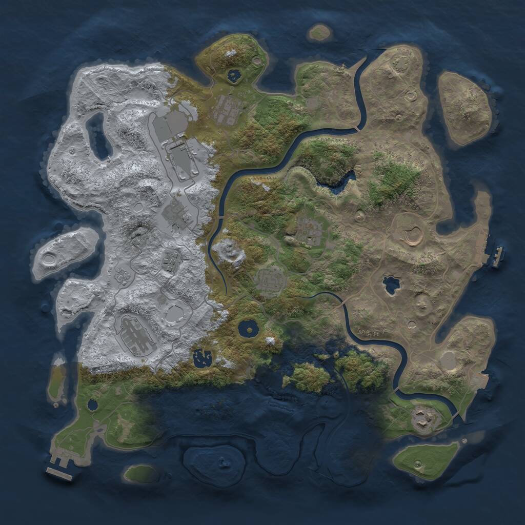 Rust Map: Procedural Map, Size: 4000, Seed: 877749836, 16 Monuments