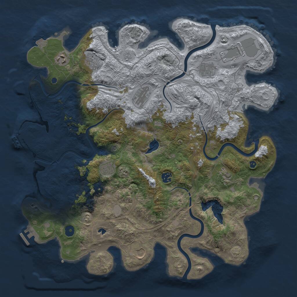 Rust Map: Procedural Map, Size: 4250, Seed: 1110728026, 16 Monuments