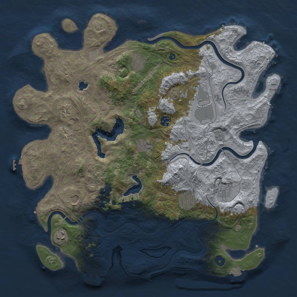 Rust Map: Procedural Map, Size: 4250, Seed: 1151504630, 16 Monuments