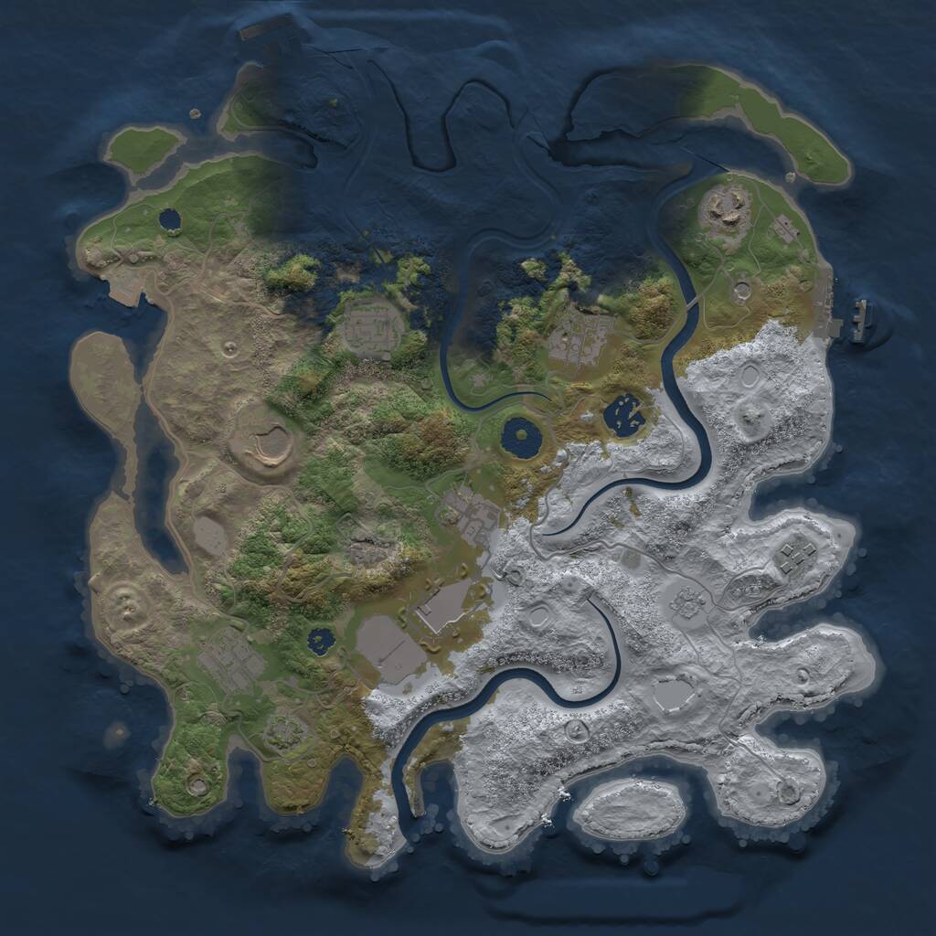 Rust Map: Procedural Map, Size: 3500, Seed: 329127011, 15 Monuments