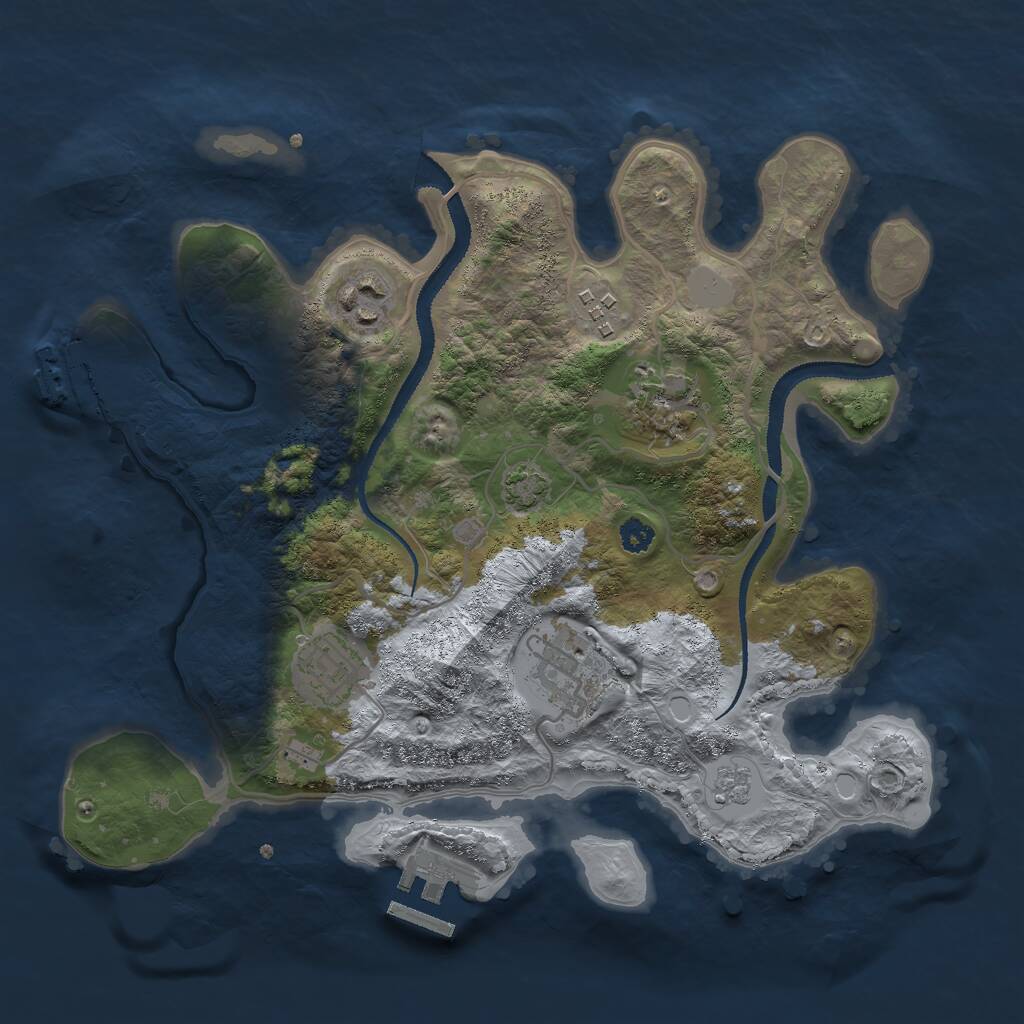 Rust Map: Procedural Map, Size: 3000, Seed: 16732, 10 Monuments