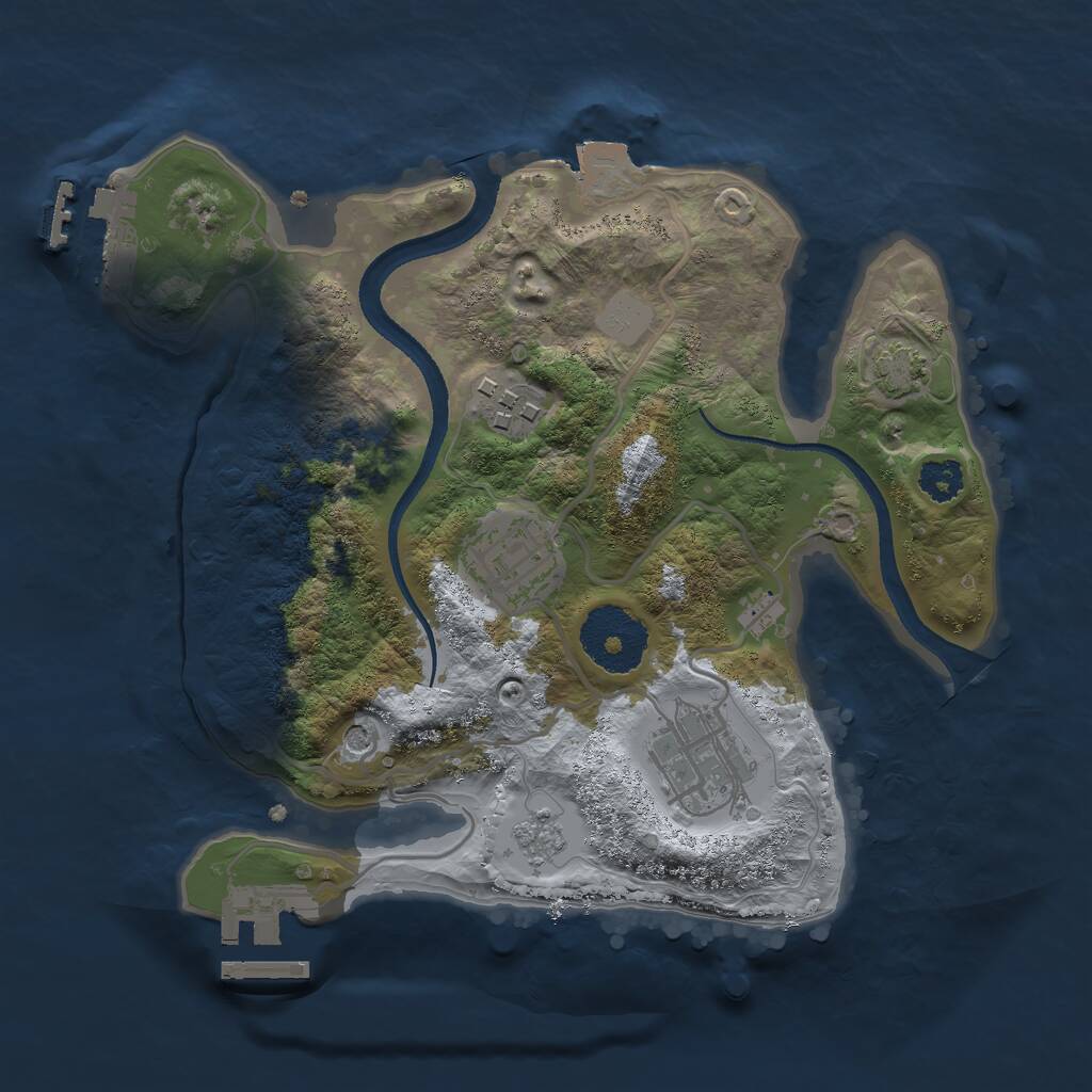 Rust Map: Procedural Map, Size: 2500, Seed: 2062792977, 9 Monuments