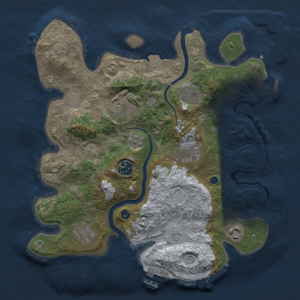 Rust Map: Procedural Map, Size: 3200, Seed: 349761, 13 Monuments