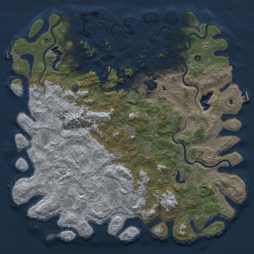 Rust Map: Procedural Map, Size: 6000, Seed: 1438863536, 17 Monuments