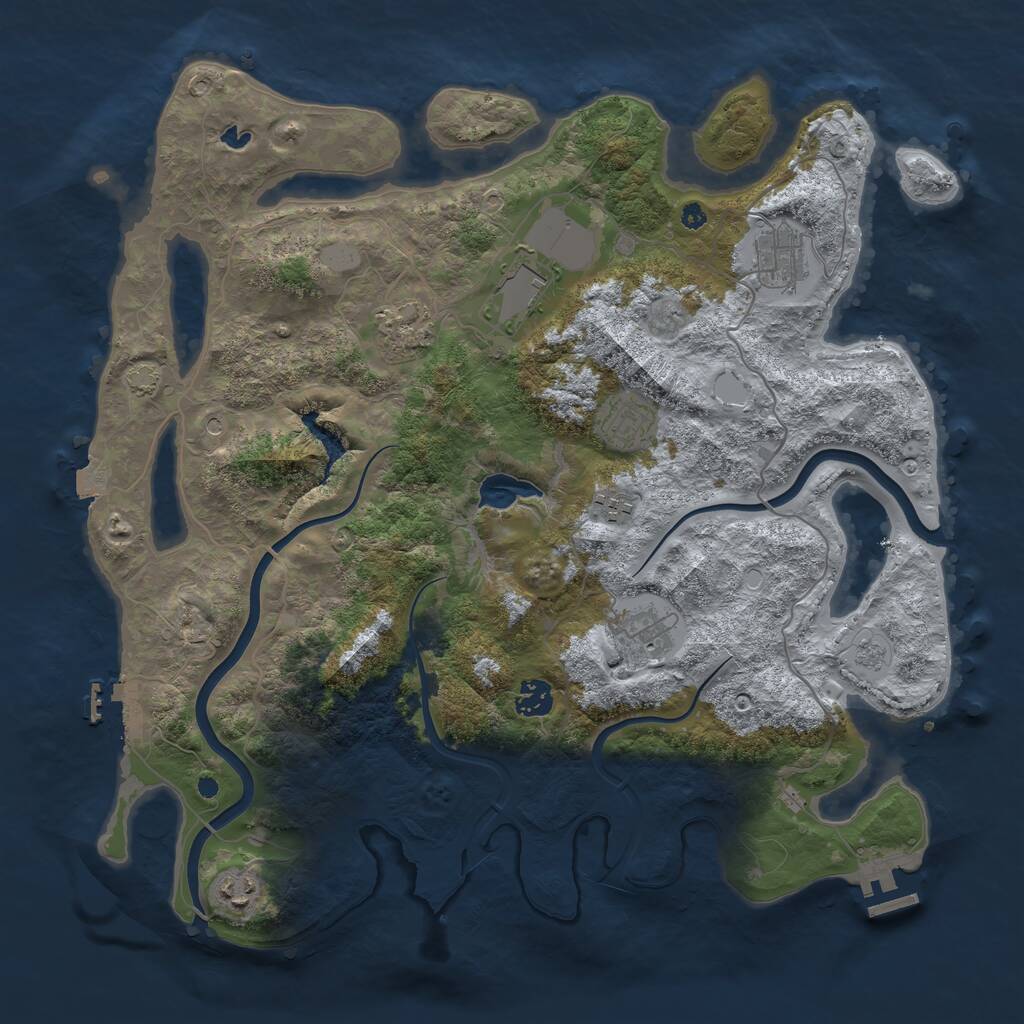 Rust Map: Procedural Map, Size: 4000, Seed: 956487, 14 Monuments