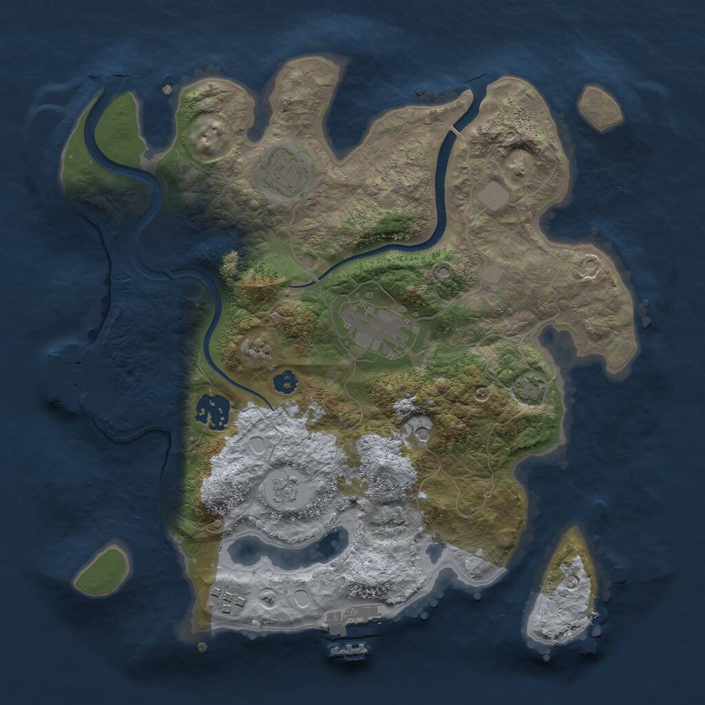 Rust Map: Procedural Map, Size: 3000, Seed: 1256701501, 10 Monuments