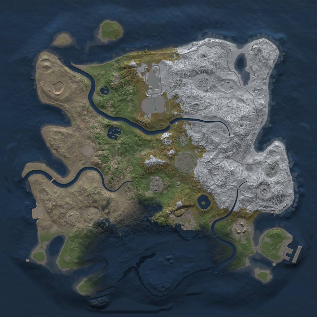 Rust Map: Procedural Map, Size: 3500, Seed: 786637878, 13 Monuments
