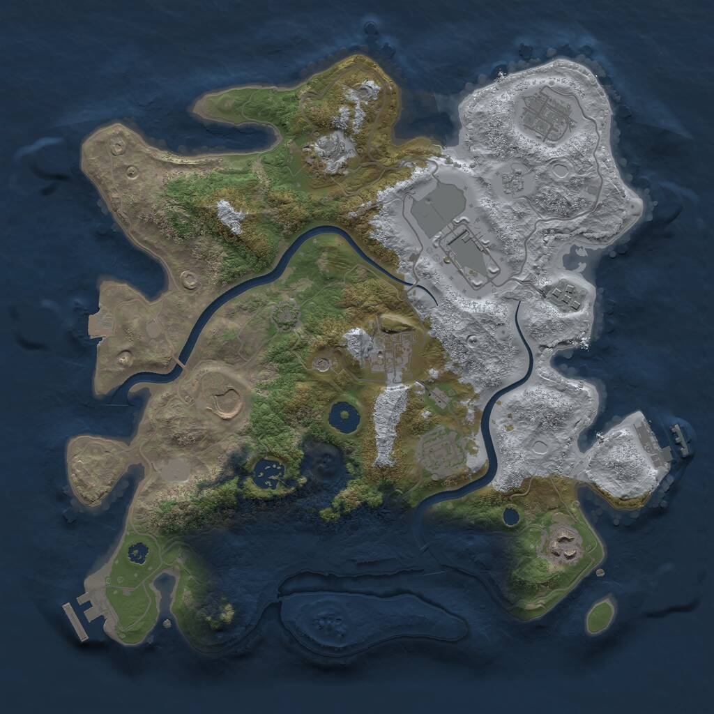 Rust Map: Procedural Map, Size: 3500, Seed: 391268, 15 Monuments