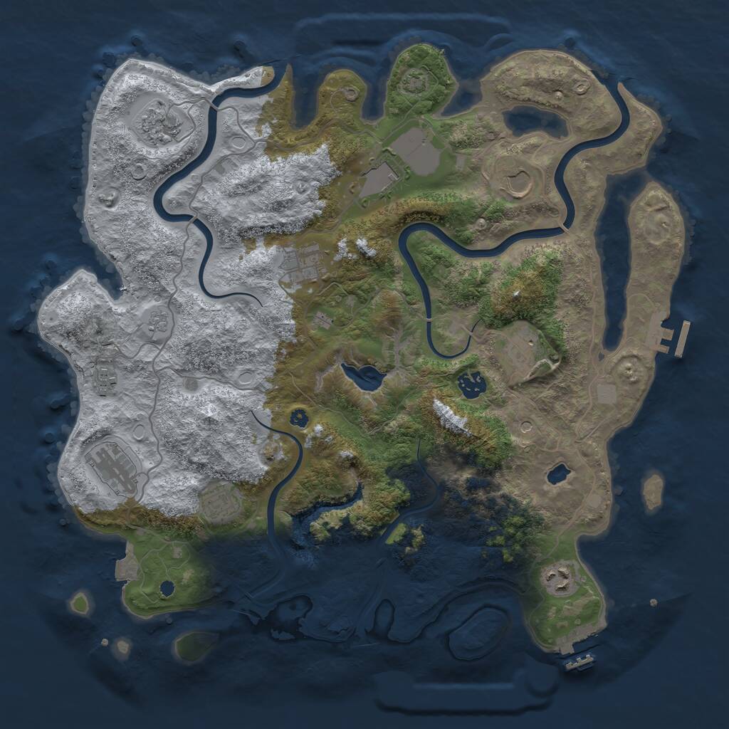 Rust Map: Procedural Map, Size: 4000, Seed: 52514, 16 Monuments