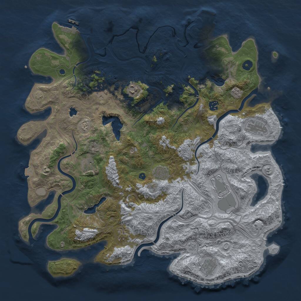 Rust Map: Procedural Map, Size: 4500, Seed: 1339886455, 16 Monuments