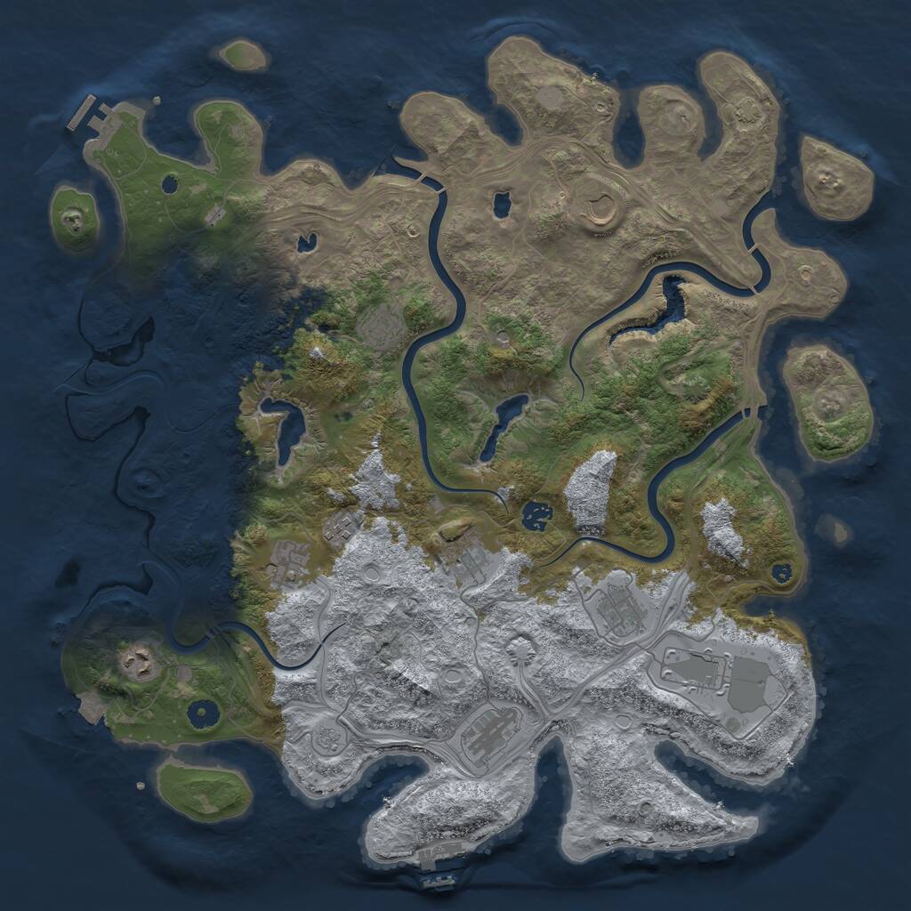 Rust Map: Procedural Map, Size: 4500, Seed: 439772900, 16 Monuments